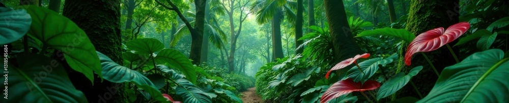 Monstera deliciosa foliage in a tropical forest, foliage, green, exotic Monstera deliciosa foliage in a tropical forest, foliage, green, exotic