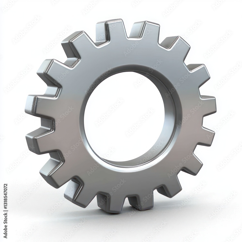 Cogwheel 3D icon, mechanical component on white. Cogwheel 3D icon, mechanical component on white.
