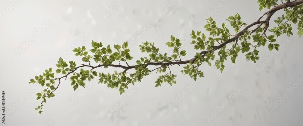 Twisted grapevine branch with leaves on white background, vine, plant Twisted grapevine branch with leaves on white background, vine, plant