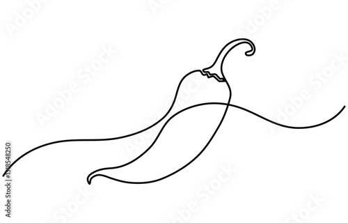 Continuous one single line drawing of hot chili vector design illustration