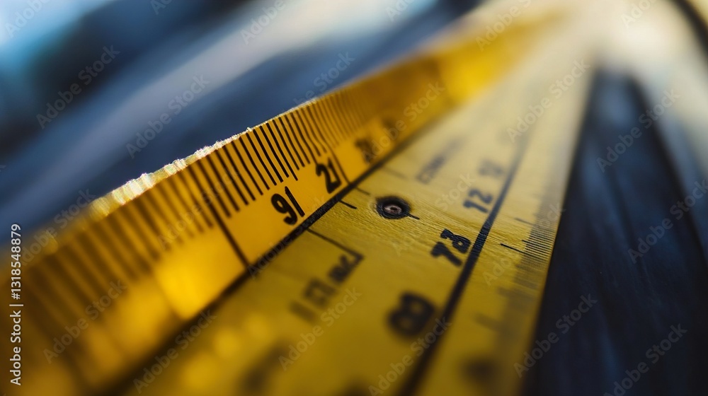 Close-up of Yellow Measuring Tape: Precision and Accuracy Close-up of Yellow Measuring Tape: Precision and Accuracy