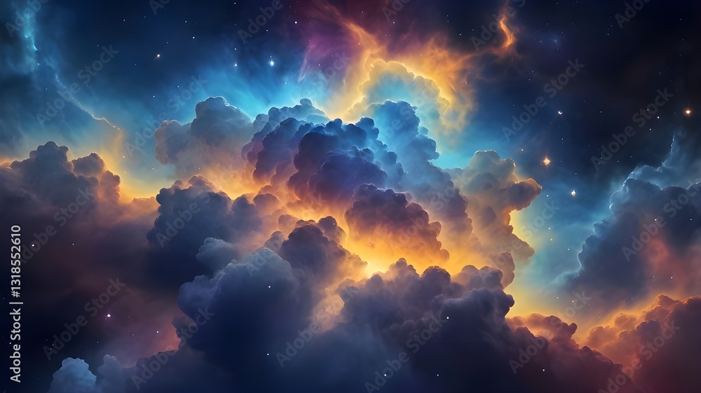 Fototapeta premium Celestial Nebula Dreamscape: Cosmic Clouds with Ethereal Glow