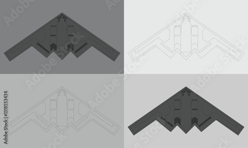 B-2 bomber plant icon. Isolated bomber on grey background.
