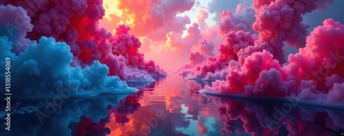 Smoke and mirrors create a kaleidoscope of colors, surreal, optical, abstract