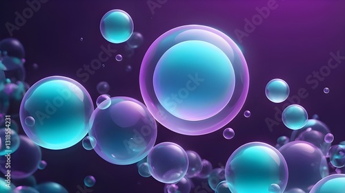Dreamy Floating Bubbles - Surreal Abstract Fantasy Background with Glowing Spheres