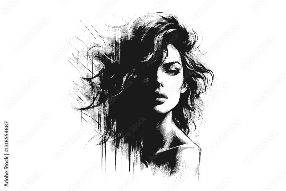 Generative AI: woman (Vector Pen Drawing) Generative AI: woman (Vector Pen Drawing)