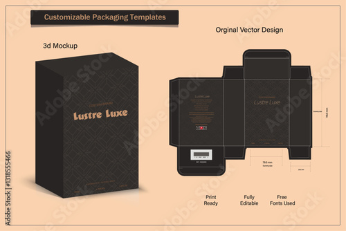 Box packaging die-cut template design. 3d mock-up of colorful and creative box design frames, for packaging, and design of Fragrance Box products Isolated on the background. vector illustration