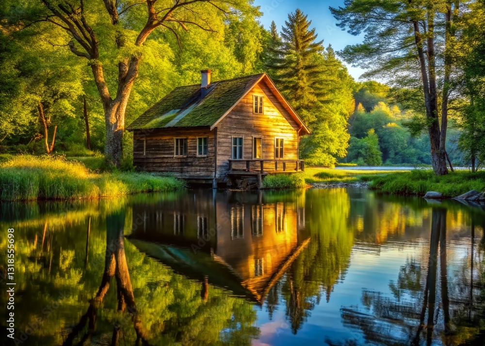Rustic Lakefront Cabin: Old Wooden House in Forest, Peaceful Lakeside Retreat Rustic Lakefront Cabin: Old Wooden House in Forest, Peaceful Lakeside Retreat