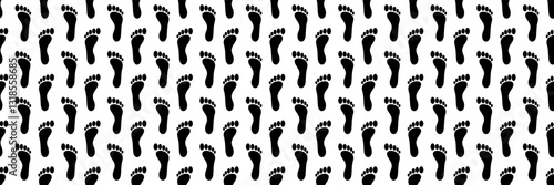 horizontal seamless of black left and right footprint for pattern and background.