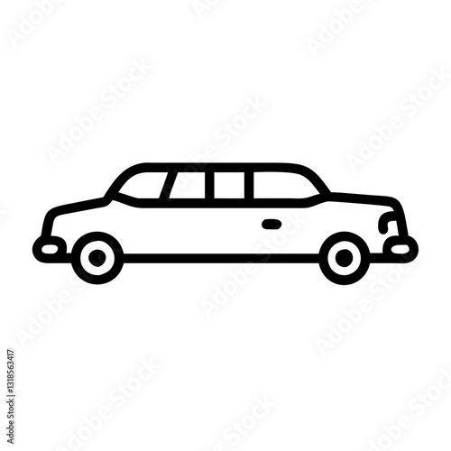 Wedding limousine icon in line art style on a transparent background, wedding concept