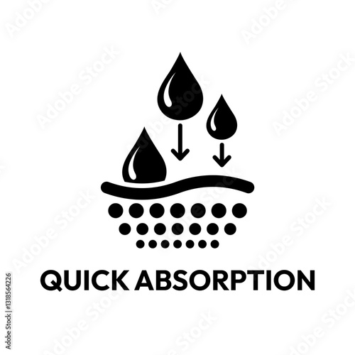 Highly absorbent or fast absorption icon set. Absorption label, logo, badge, symbol, emblem, line, flat vector, isolated illustration. Quick absorption label for product packaging design.