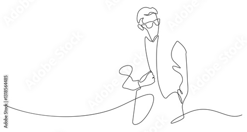 good looking man fashion model one line drawing continuous