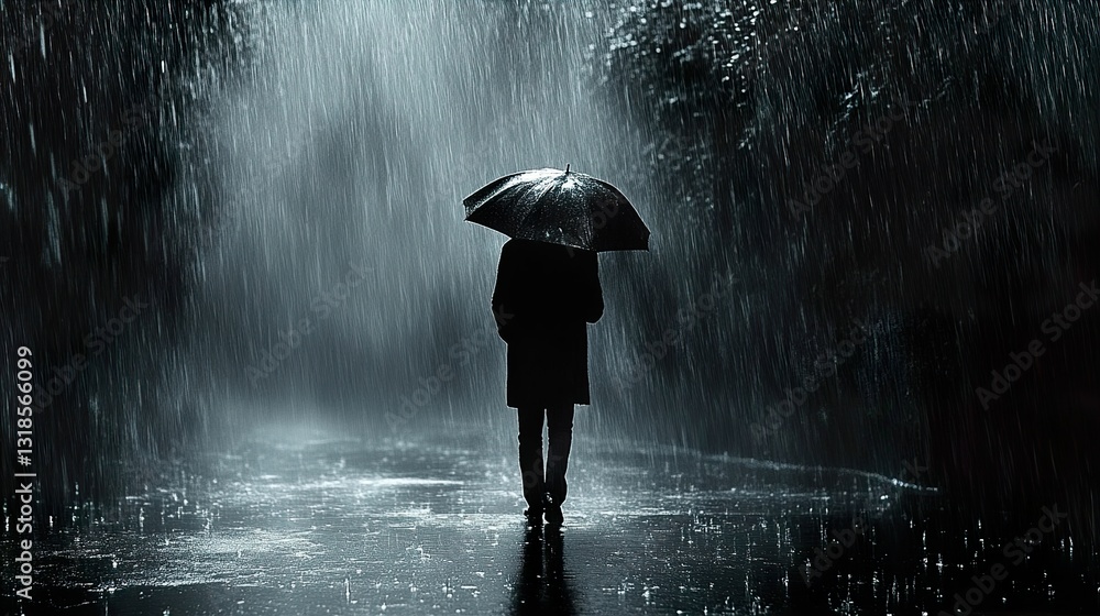 Solitude in the Rain: A Melancholic Stroll