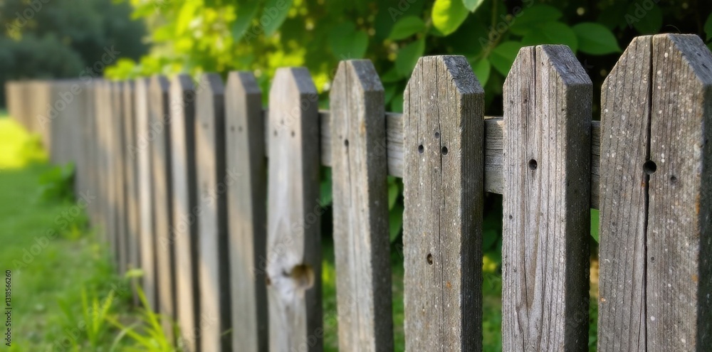 Weathered wood planks on a fence post, wooden, rustic, grunge