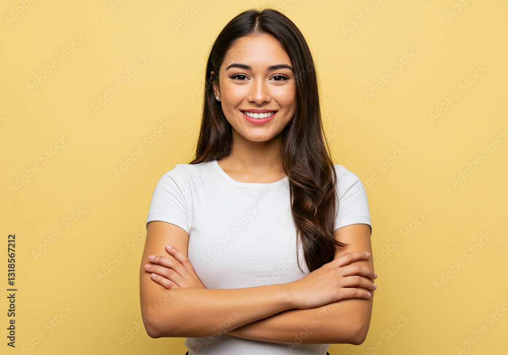Happy Self-Assured Woman, standing with crossed arms and smiling. Happy Self-Assured Woman, standing with crossed arms and smiling.
