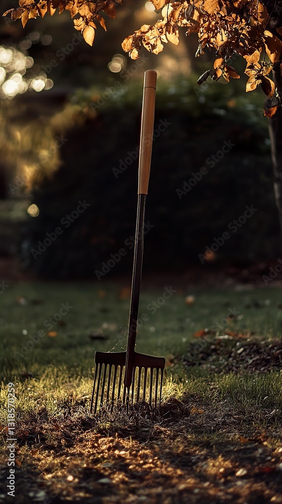 Gardening in Autumn: A Golden Hour Rake in the Garden