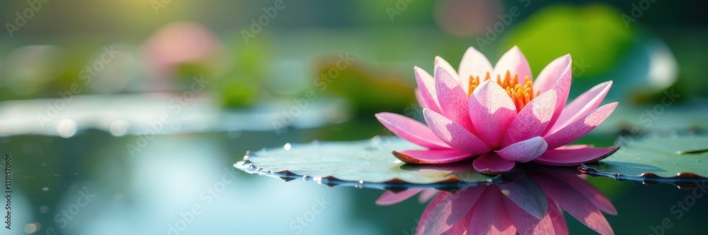 White panel on water lily surface, water, white panel, floating White panel on water lily surface, water, white panel, floating