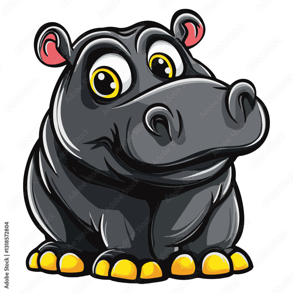 Naklejka premium Hippo cartoon vector illustration 