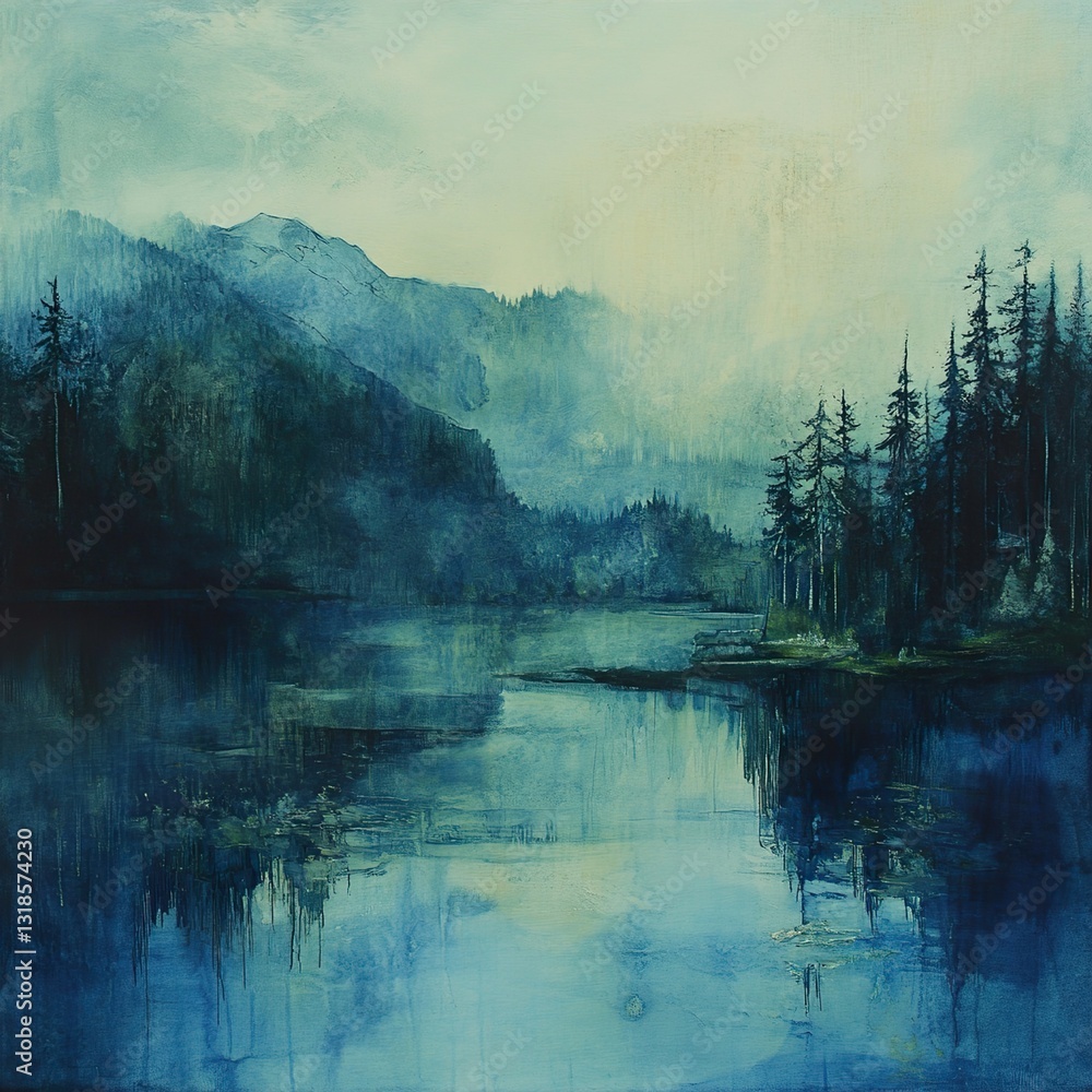 Serene Lake and Mountain Landscape