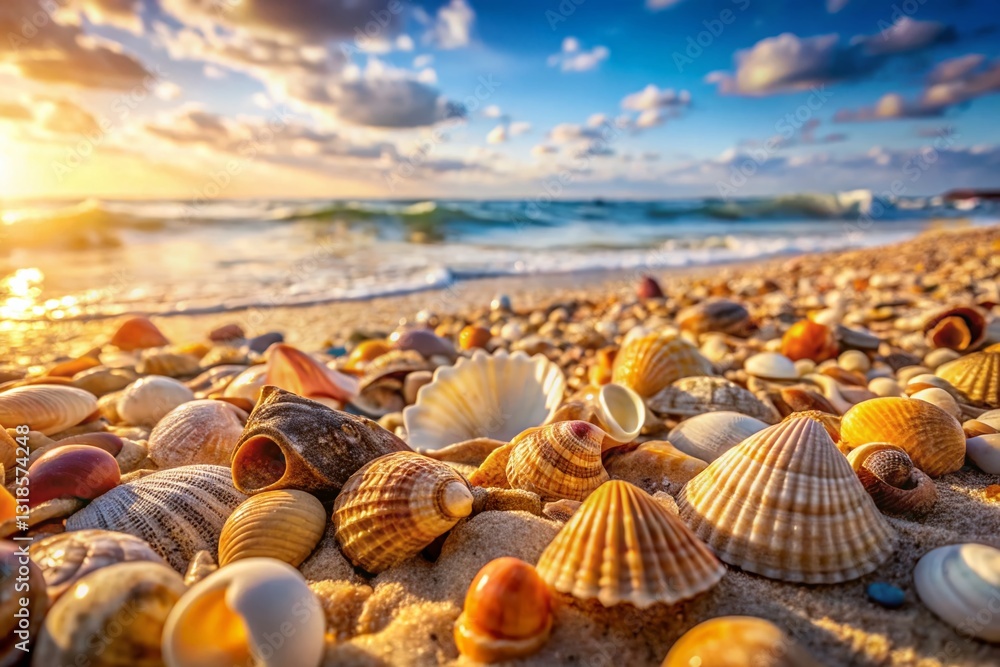 Seashells on Sandy Beach: High-Resolution Stock Photo Seashells on Sandy Beach: High-Resolution Stock Photo