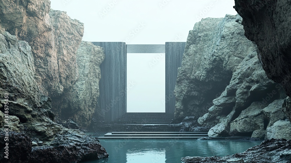 Mysterious Stone Gateway: A Surreal Landscape