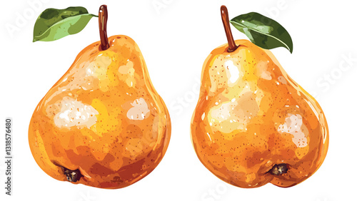 Delicious pears isolated on transparent background