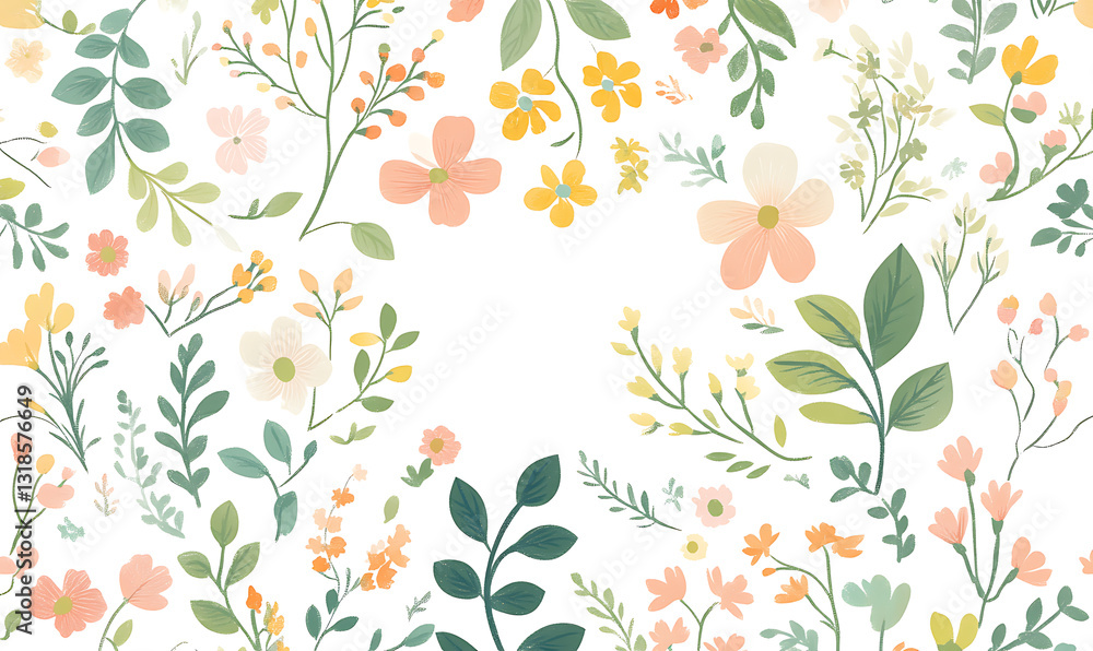 flowers and leaves in pictures illustrator2D flowers and leaves in pictures illustrator2D