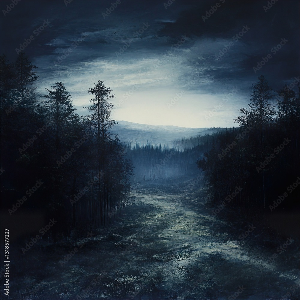 Forest Path at Dusk: A Serene Landscape