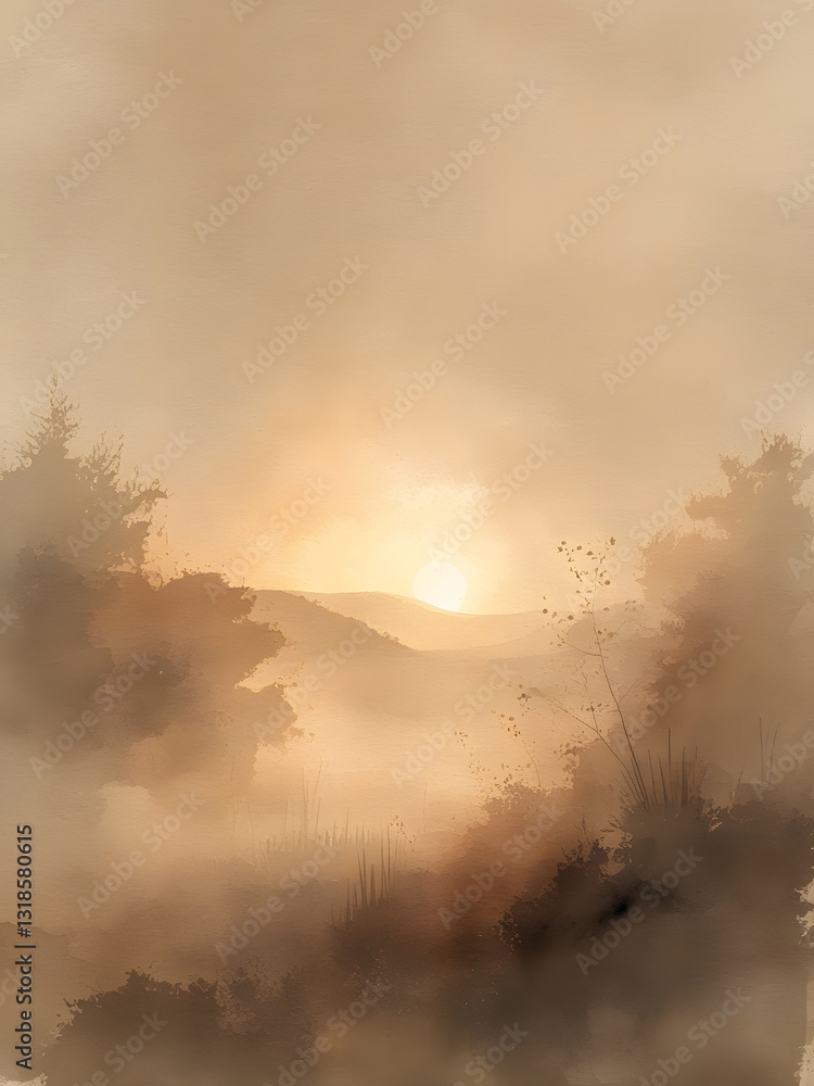 Obraz premium Misty Sunrise Landscape