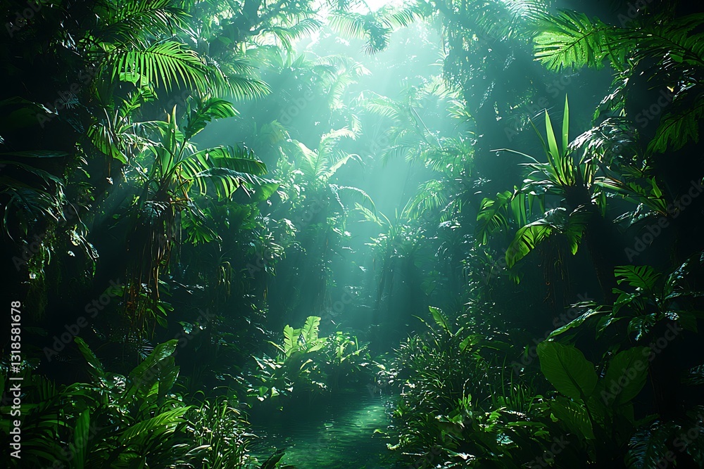 Jungle Path for Sunlight, Lush Greenery. Jungle Path for Sunlight, Lush Greenery.