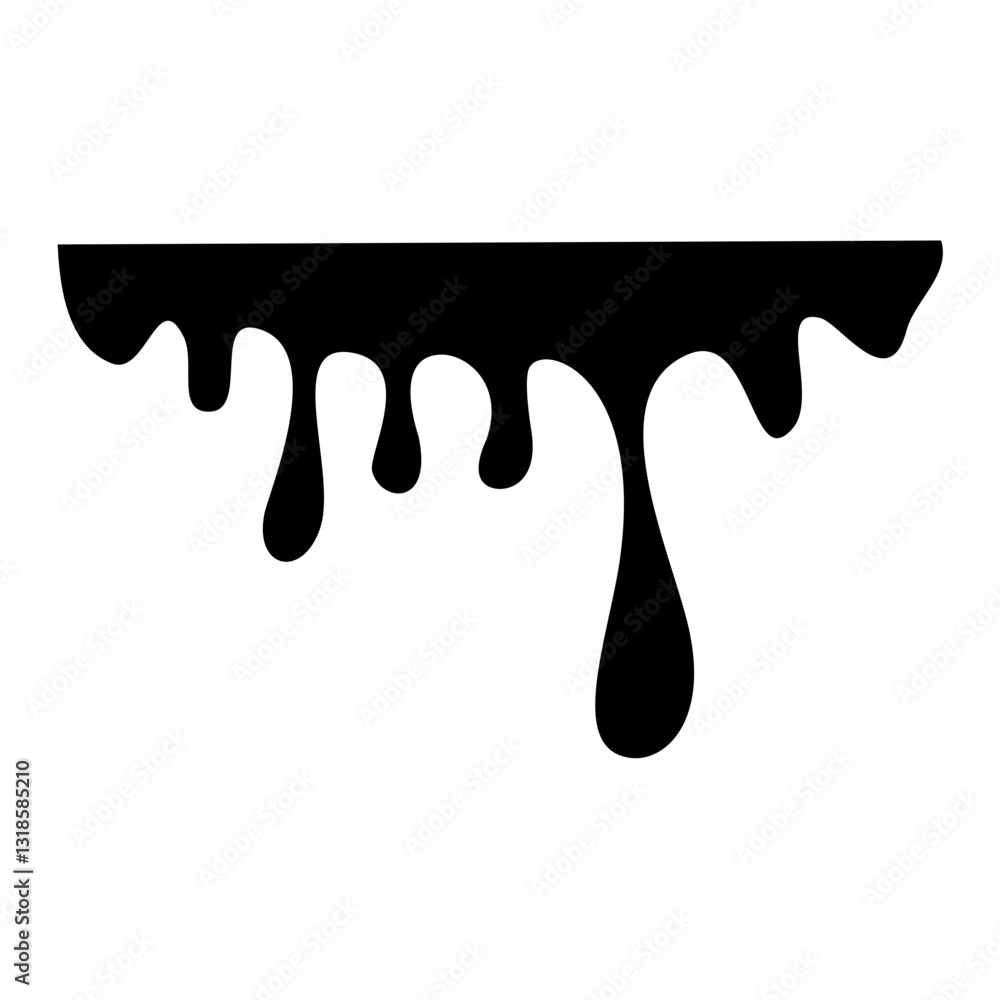Black Melting Paint Abstract Liquid Vector Elements Isolated on White Background. Border and Drips Ink. Vector Illustration. Black Melting Paint Abstract Liquid Vector Elements Isolated on White Background. Border and Drips Ink. Vector Illustration.