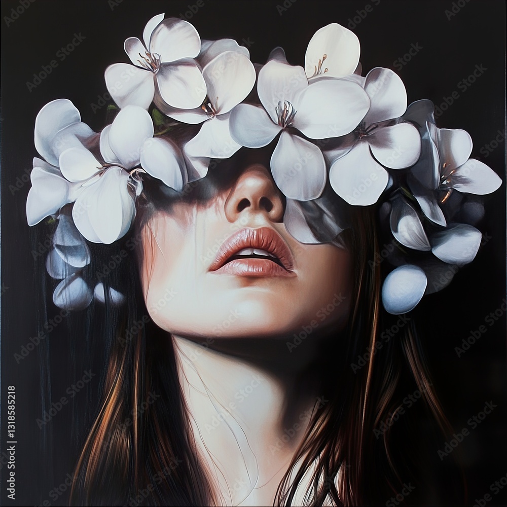 Veiled in Petals: A Dreamy Portrait of Serenity