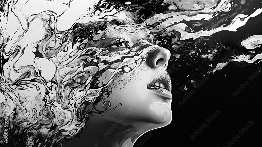 Abstract Monochrome Portrait: A Dreamlike Vision