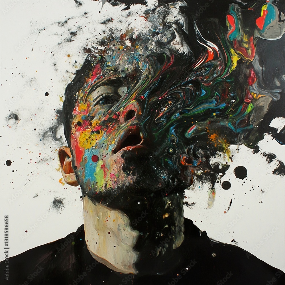 Abstract Expressionism Portrait: A Burst of Color and Emotion