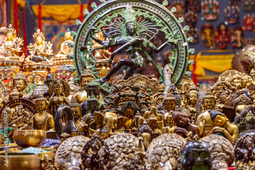 Принти на полотні Vast collection of Hindu and Buddhist deity statues made of metal with intricate