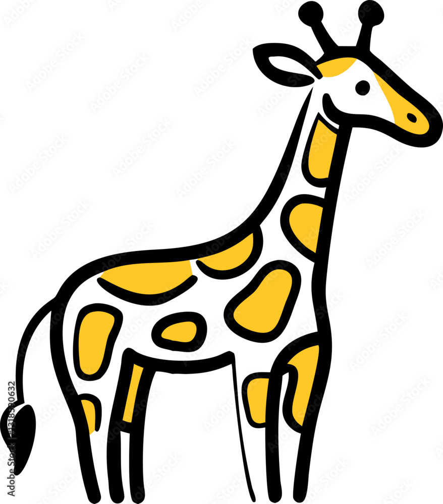 A giraffe with a long neck and spotted coat in a playful pose