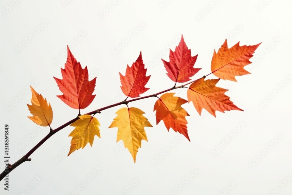 Single curved branch on white background in autumn, curve, white Single curved branch on white background in autumn, curve, white