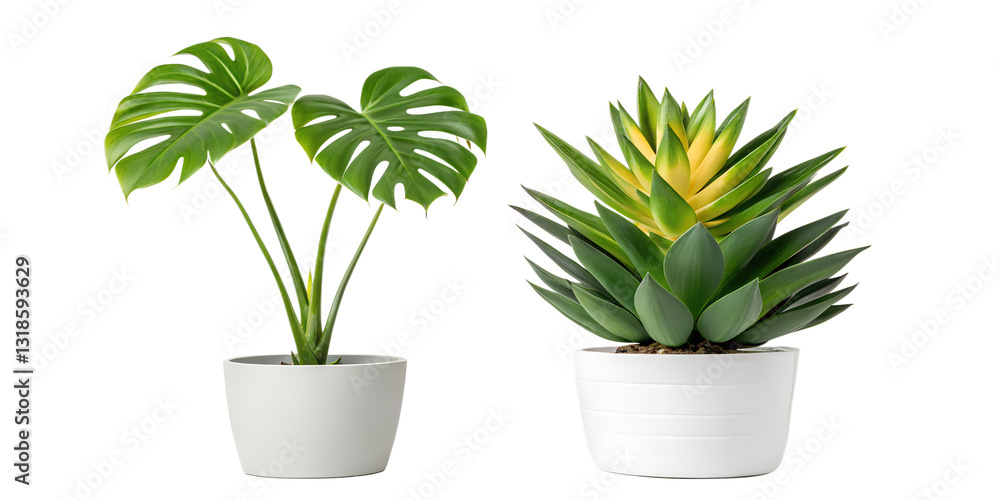 Obraz premium Houseplants on White, Indoor Greenery, Beautiful Houseplants for Home Decor, Cut Out
