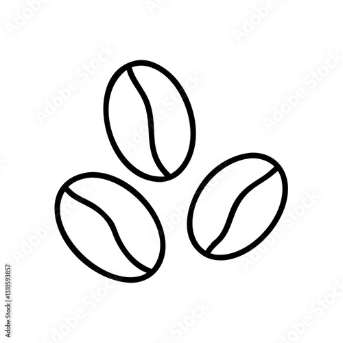 Coffee beans line icon in black and white