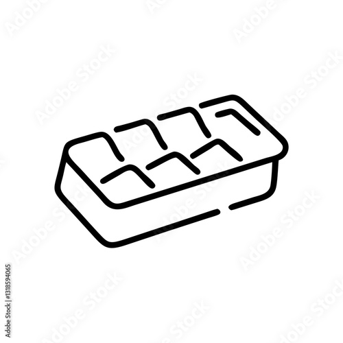 Ice cube tray line icon in black and white