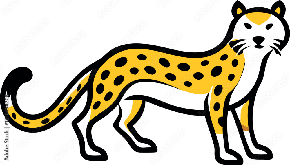 Fototapeta premium A leopard with a spotted coat standing in a natural pose
