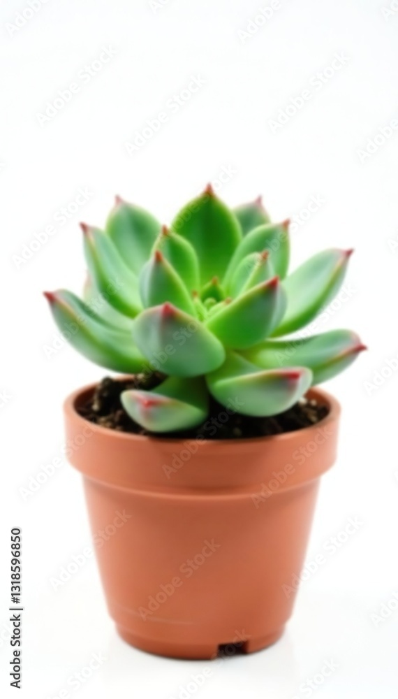Fototapeta premium Small succulent plant isolated on white background, greenery, nature, succulent