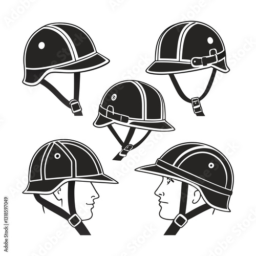 Doodle Helmet Vector Safety Headgear Illustration