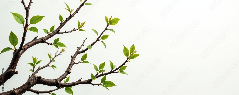 Twisted branches with foliage on a white background, white, textures Twisted branches with foliage on a white background, white, textures