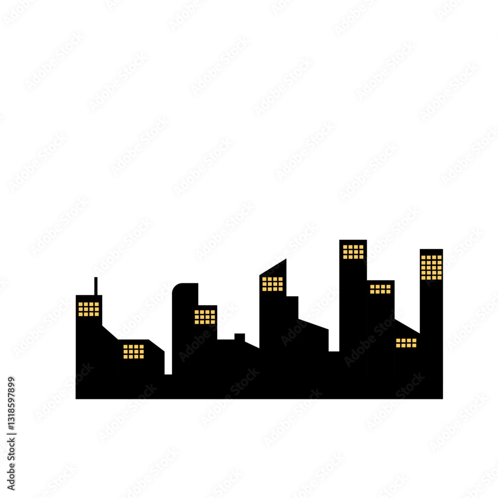 Fototapeta premium City silhouette vector set. Panorama city background.