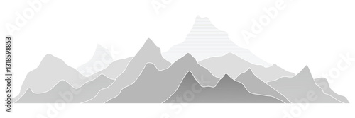 Mountain line art vector drawing, imitation of mountain ranges, abstract stylization, minimalism