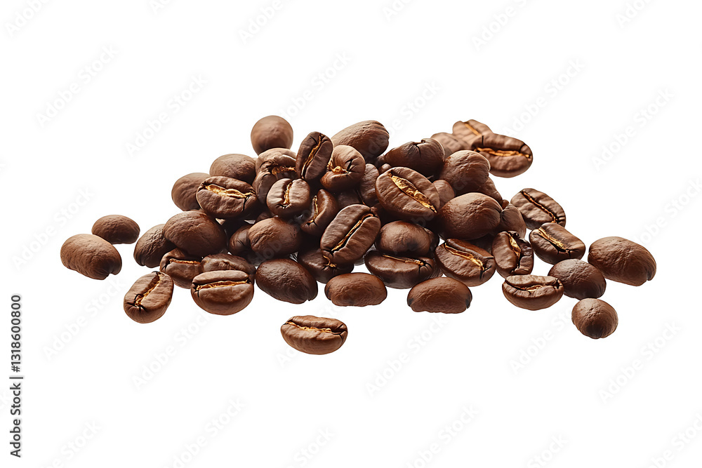 Naklejka premium Pile of coffee beans isolated on PNG background