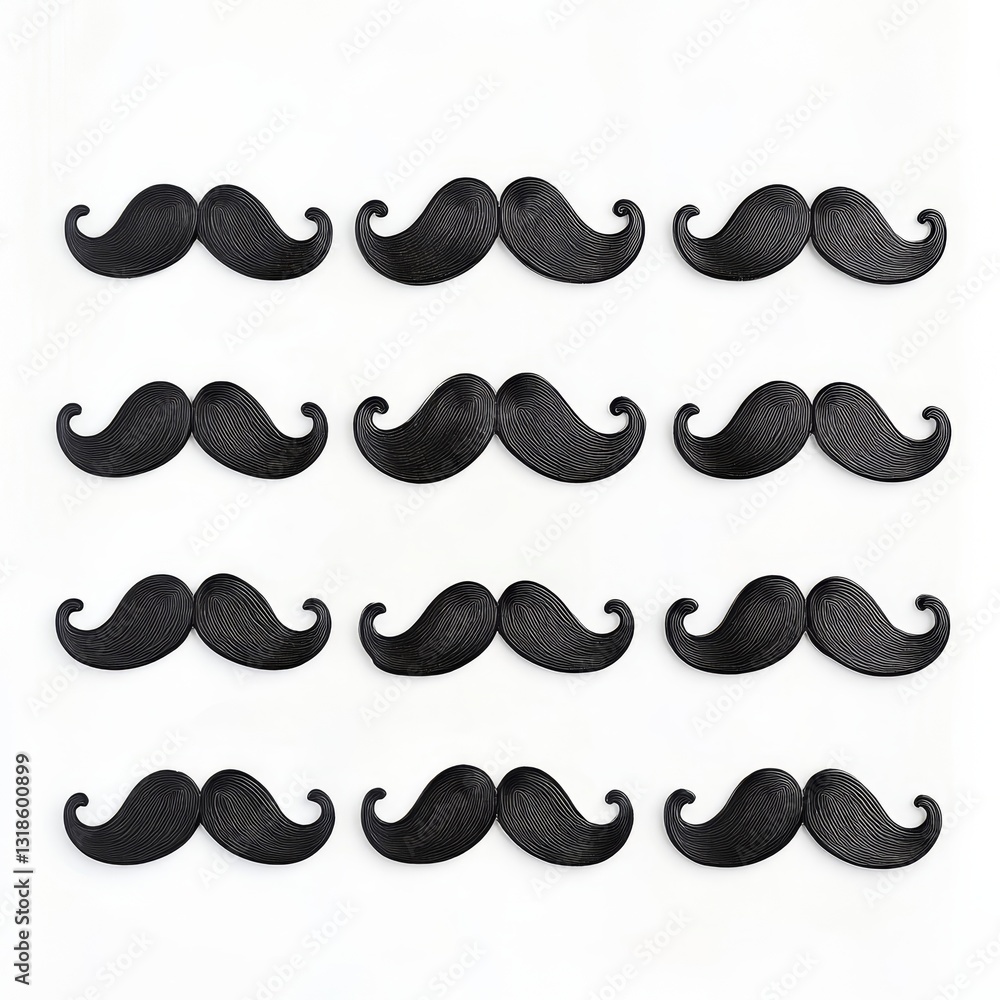 Set of black mustaches isolated on white background. Vector illustration. Set of black mustaches isolated on white background. Vector illustration.