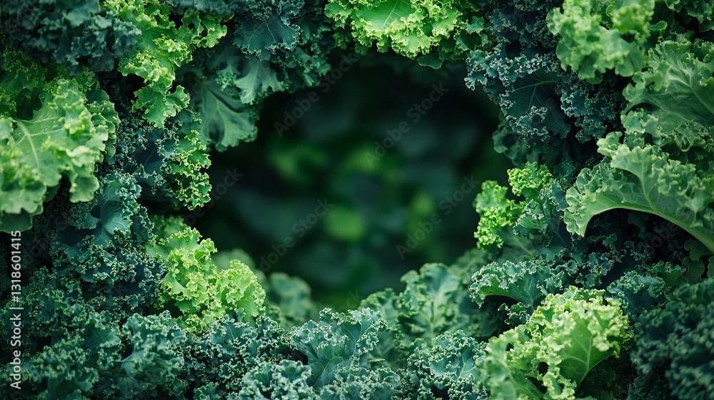 Close Up View Depicting Green Curly Edged Leafy Green Vegetables Close Up View Depicting Green Curly Edged Leafy Green Vegetables