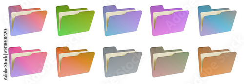 Set of gradient-colored Folder Icons